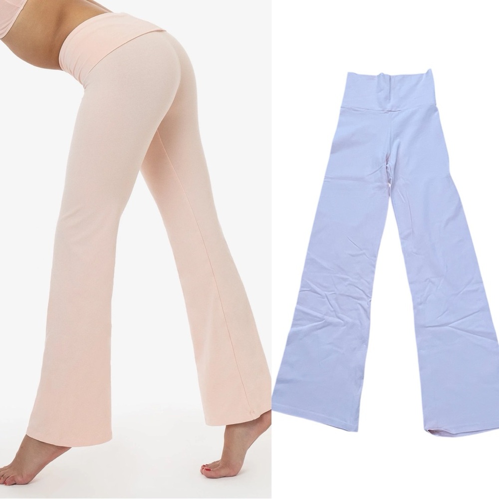 Los Angeles Apparel Garment Dye Yoga Flare Legging in Seashell Pink Size Small